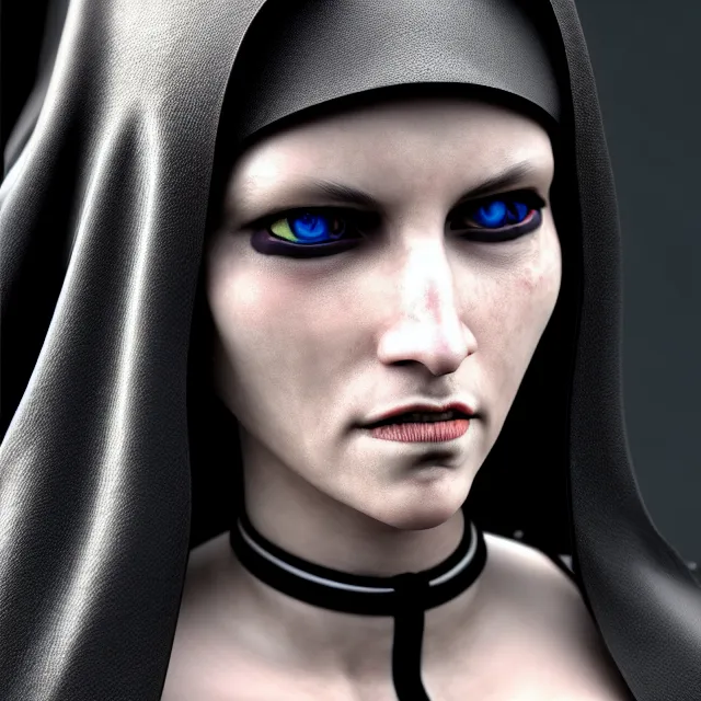 Image similar to cyberpunk nun warrior, highly detailed, 4 k, hdr, smooth, sharp focus, high resolution, award - winning photo, photorealistic