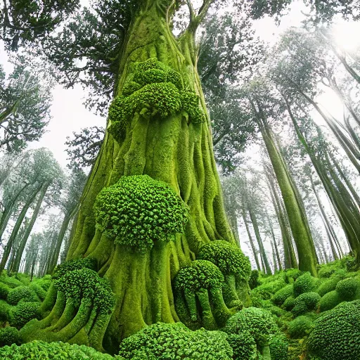 Prompt: a forest full of broccoli trees