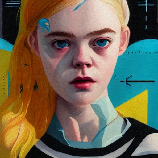 Image similar to Elle Fanning in Edge of Tomorrow picture by Sachin Teng, asymmetrical, dark vibes, Realistic Painting , Organic painting, Matte Painting, geometric shapes, hard edges, graffiti, street art:2 by Sachin Teng:4