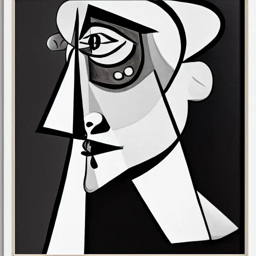 Prompt: best of picasso curved lineart portraits, cubism, minimalist, framed