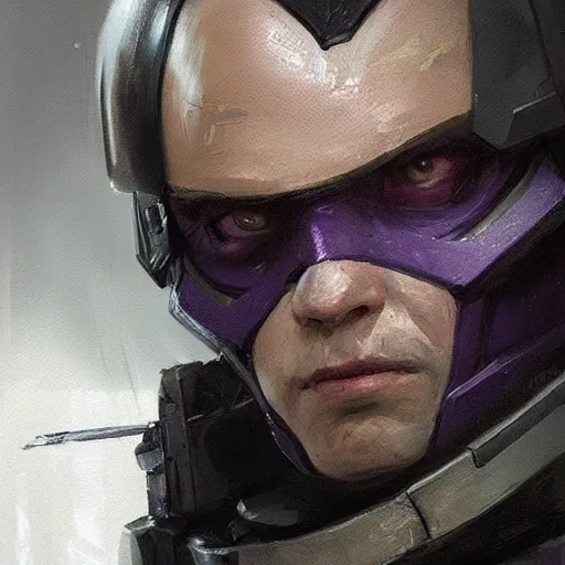 Image similar to concept art of a portrait by greg rutkowski, a soldier of the eternal empire wearing purple and black tactical gear, star wars expanded universe, smooth, sharp focus, artstation hq.