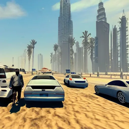 Prompt: gta : dubai, brush stroke