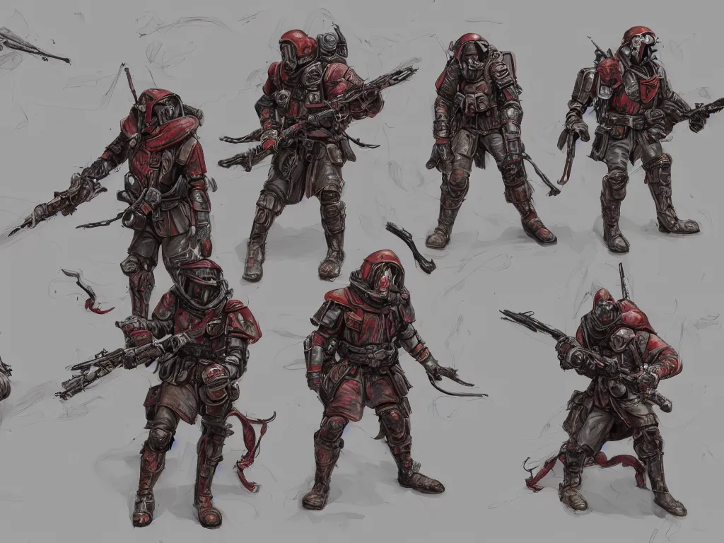 Prompt: A renaissance style soldiers unit in red hoods with dieselpunk-style exoskeletons, armed with edged weapons, battles otherworldly werewolf monsters between mystical misty swamps. Style as if Dan Mumford and Steven Belledin make game in Unreal Engine, photorealism, colorful, finalRender iridescent fantasy concept art 8k resolution concept art ink drawing volumetric lighting bioluminescence, plasma, neon, brimming with energy, electricity, power, Colorful Sci-Fi Steampunk Biological Living, cel-shaded, depth, particles, lots of reflective surfaces, subsurface scattering