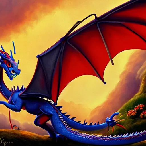 Prompt: a dragon is painting on an esel canvas, by Pixar, 8k