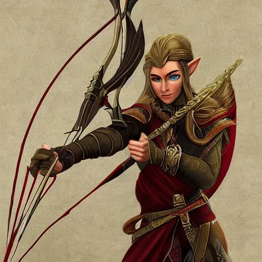 Prompt: elven fire archer with cape, high quality, detailed, trending on artstartion