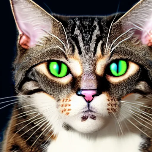 Image similar to cat soldier in call of duty warzone 4k with complete heterochromia brown-green eyes, high detail, high-resolution photograph, professional photography, ultra-detail