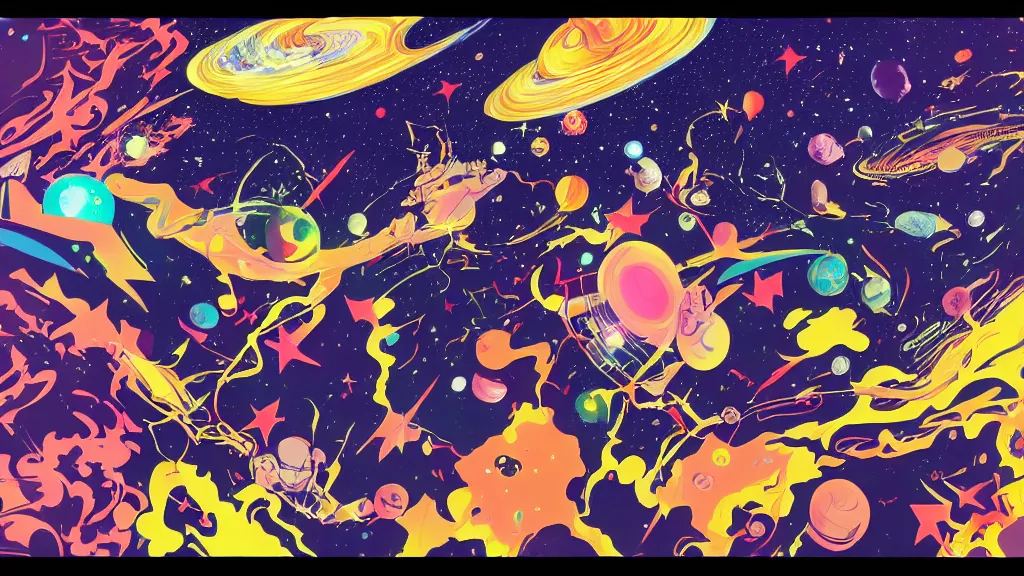 Image similar to deep space cosmos,twinkling distant stars, graphic novel style by Tomokazu Matsuyama,trending on artstation