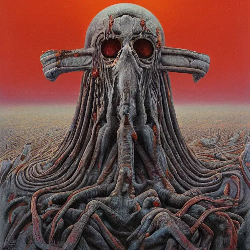 Image similar to the queen of mars by zdzisław beksiński, dariusz zawadzki, jeffrey smith and h.r. giger, oil on canvas, 8k highly professionally detailed, trending on artstation