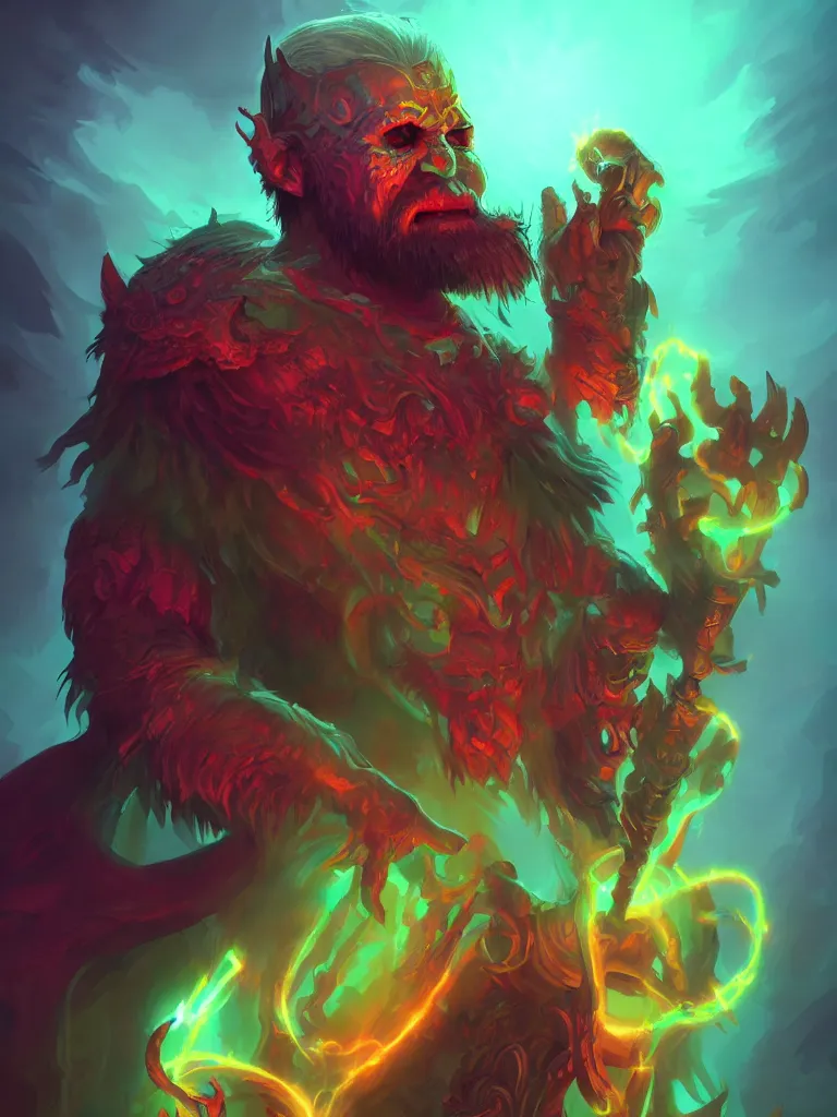 Prompt: elder pagan god, trending on artstation, character concept art, flash lighting, closeup, vibrant colors, digital painting by maxim verehin