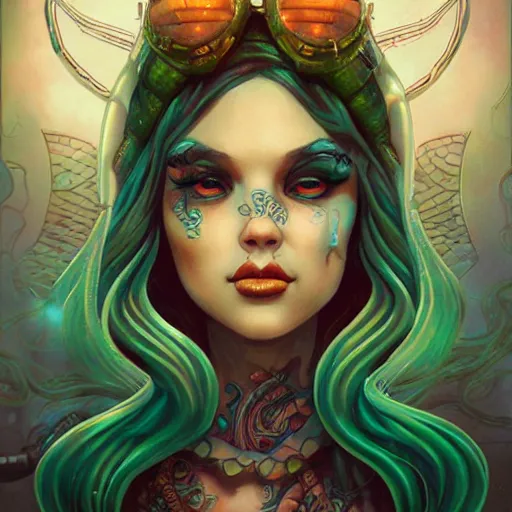 Image similar to Lofi mermaid BioPunk BioShock Lovecraft Lovecraftian portrait, Pixar style, by Tristan Eaton Stanley Artgerm and Tom Bagshaw.