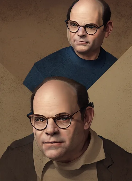 Image similar to digital _ painting _ of _ george costanza _ by _ filipe _ pagliuso _ and _ justin _ gerard _ symmetric _ fantasy _ highly _ detailed _ realistic _ intricate _ port