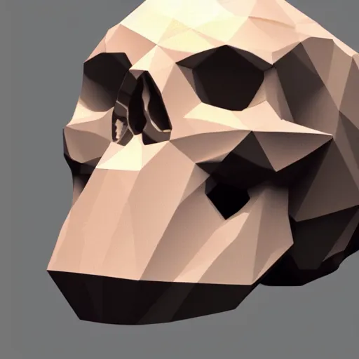 Prompt: low poly crystal skull rendered in unreal engine