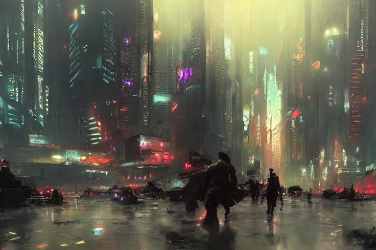 Image similar to Cyberpunk, by Craig Mullins, trending on artstation