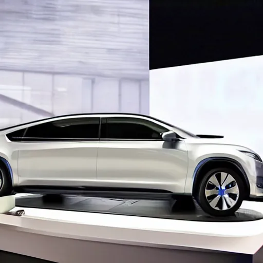 Image similar to Apple Car and Samsung Car next to each other on display