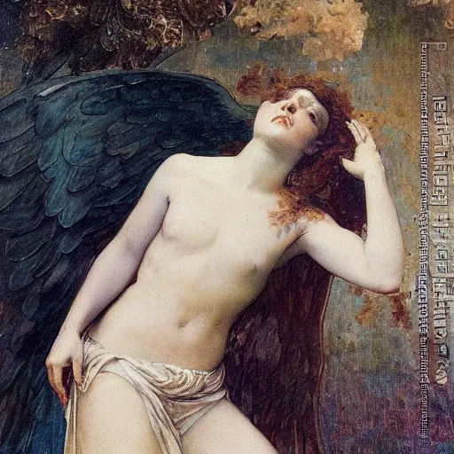 Image similar to a portrait of The Fallen Angel in the style Alexandre Cabanel