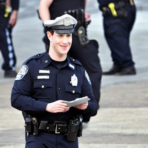 Image similar to mark zuckerberg dressed as a police officer