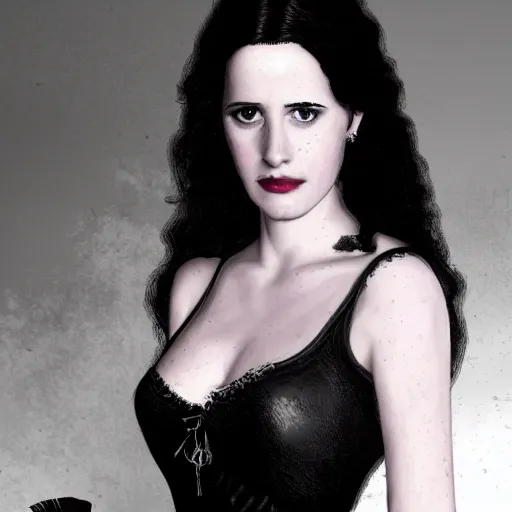 Image similar to portrait of a young eva green as yennefer from the witcher