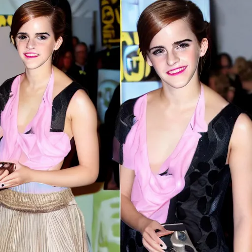 Prompt: emma watson with dentures