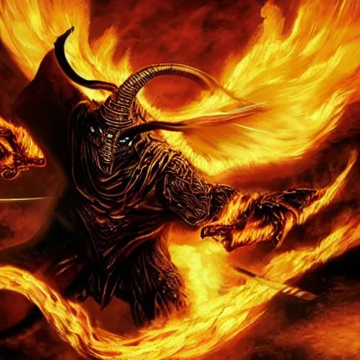 burning balrog from lord of the rings whipping kanye | Stable Diffusion ...