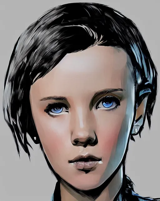 Image similar to digital art of millie bobby brown by yoji shinkawa