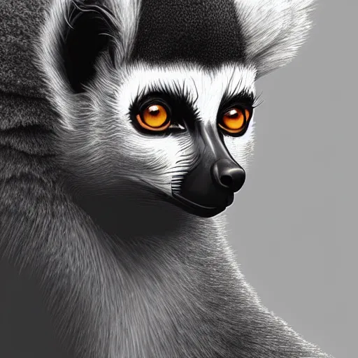 Prompt: Geometric lemur, sun in the background, intricate, elegant, highly detailed, digital painting, artstation, concept art, smooth, sharp focus, illustration, art by artgerm