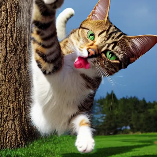 Prompt: A cat jumping with a parachute