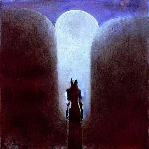 Image similar to werewolf girl by Beksinski