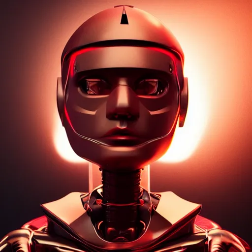Image similar to an amazing robot-helmet, robotic head-bust portrait, of a sci-fi, human robot hybrid with weaponized systems built into the 3d helmet, cgi, zbrush, blender, octane render
