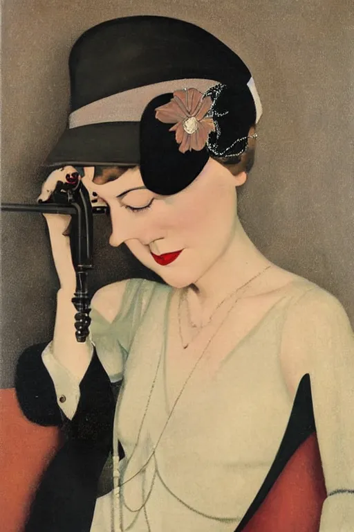 Image similar to a oil painting depicting a Jazz Age high society figure, 1920s style, smooth, highly detailed, high contrast, Coles Phillips, Dean Cornwell, JC Leyendecker, 8K