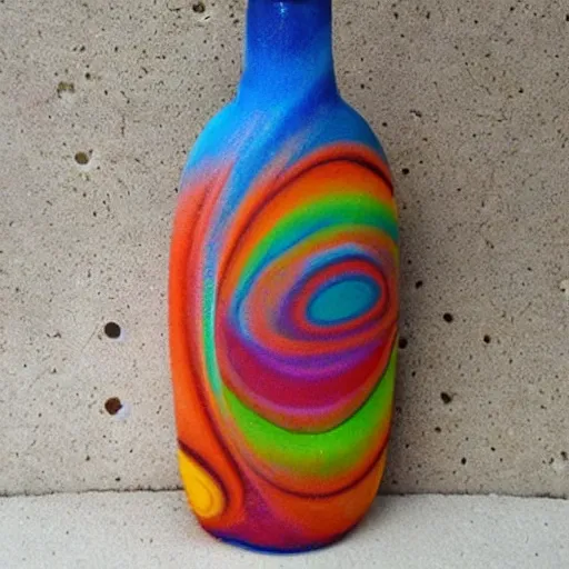 Prompt: Liminal space in outer space!!!, sand art bottle