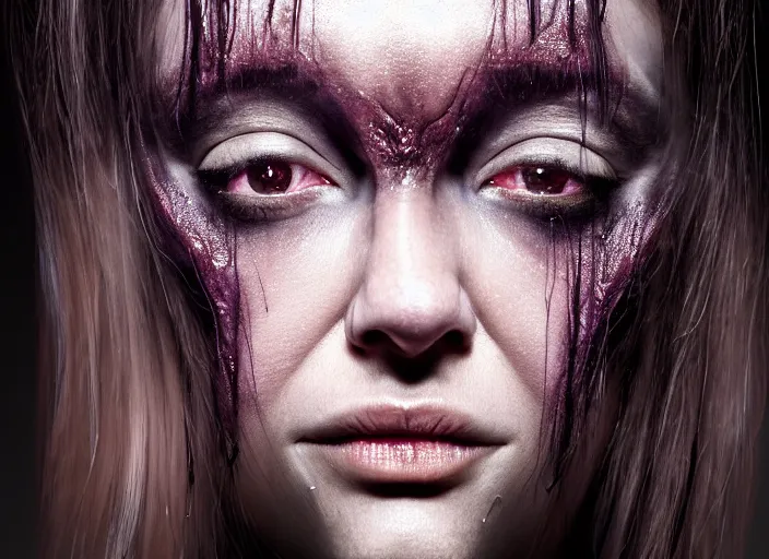 Prompt: mid shot portrait of a woman in nightclub, in the style of David cronenberg ,scary, weird, surprising, spiders on face, realistic, sharp focus, 8k high definition, medium format film photography, photo realistic, insanely detailed, intricate, elegant, art by les edwards and David kostic and stanley lau and artgerm
