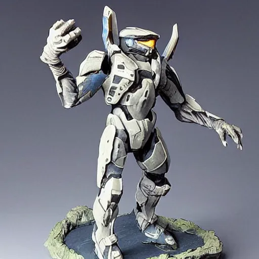 Image similar to “award winning diorama of The Arbiter on Halo. Used in Halo marketing campaign in 2007”