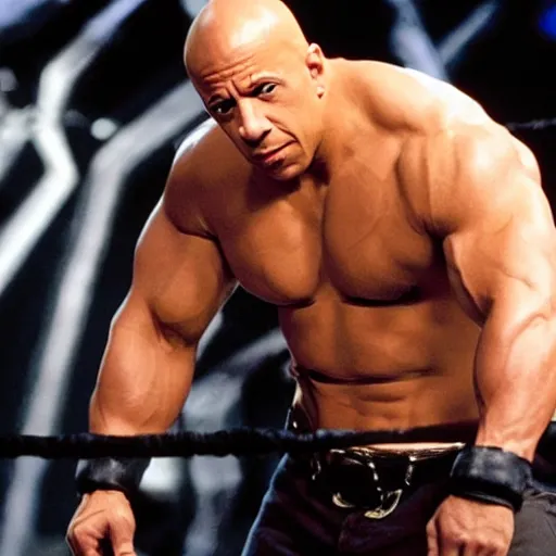 Image similar to wrestlemania starring vin diesel as dwayne the rock johnson