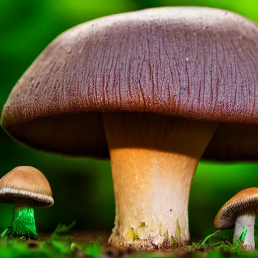 Prompt: macro photo with a mushroom with cute eyes, drawn in detail