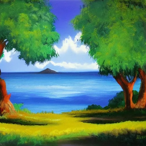 Image similar to sunny day, by bob ross