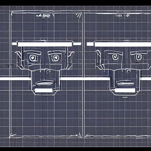 Image similar to jerma985 face schematics, blueprint detailed