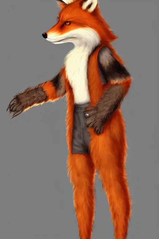 Image similar to an anthropomorphic fox with a fluffy tail wearing a vest, backlighting, trending on artstation, digital art, furry art, trending on furaffinity, lineart