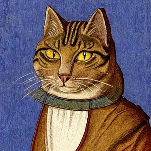 Prompt: medieval cat portrait