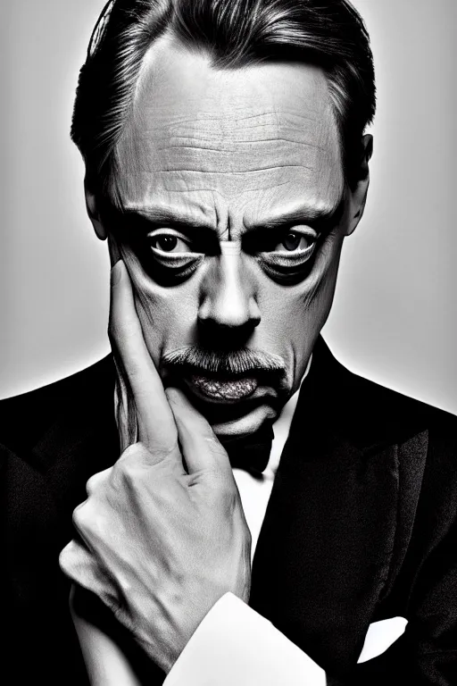 Image similar to extremely beautiful steve buscemi dressed as james bond, symmetrical, cinematic, elegant, luxury, real photography, 4 k, ultra hd, people journal cover