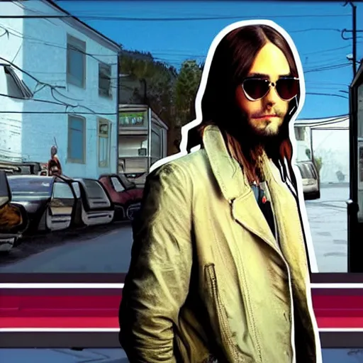 Prompt: jared leto gta loading screen