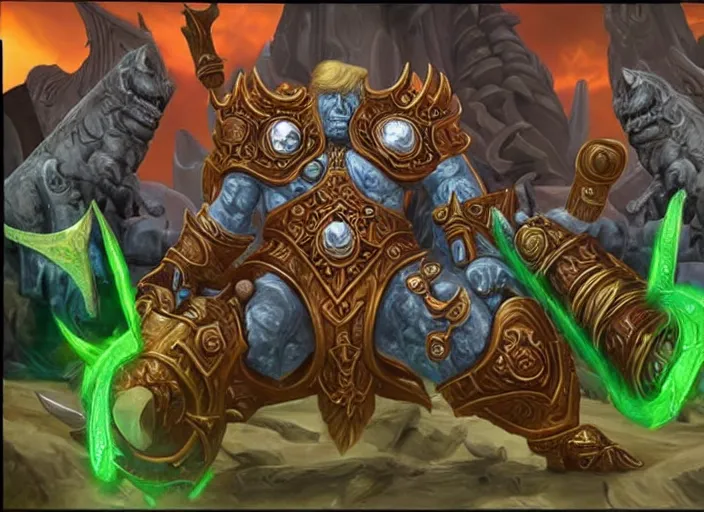 Prompt: donald trump as old god in world of warcraft