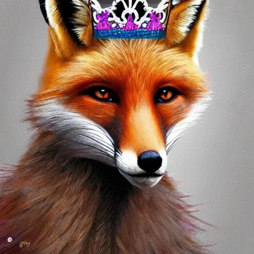 Image similar to fox wearing a tiara, fantasy art, trending on artstation