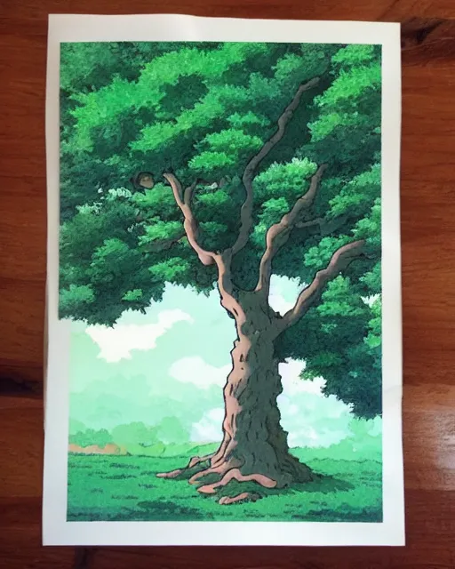 Prompt: oak tree in the style of studio ghibli