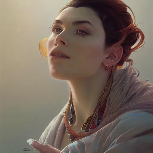 Image similar to portrait of human consciousness, highly detailed, digital painting, artstation, concept art, sharp focus, illustration, art by artgerm and greg rutkowski and alphonse mucha