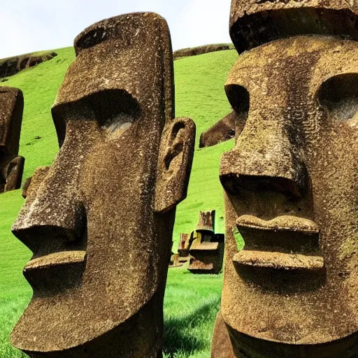 Prompt: photo of Haribo Gummy moai Easter Island heads