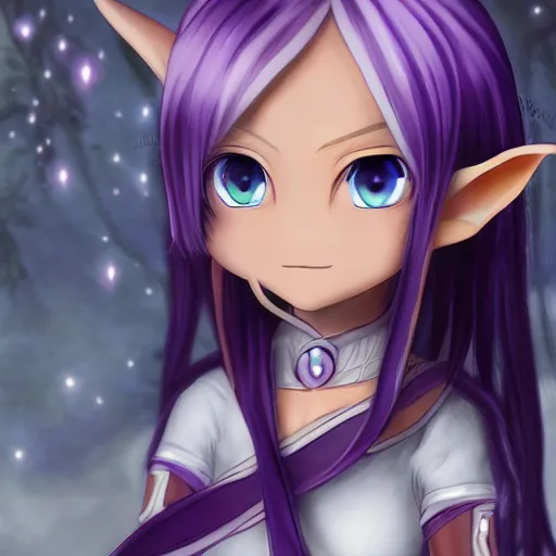 Prompt: elf girl, silver long hair, amethyst eyes, emilia rezero, HD