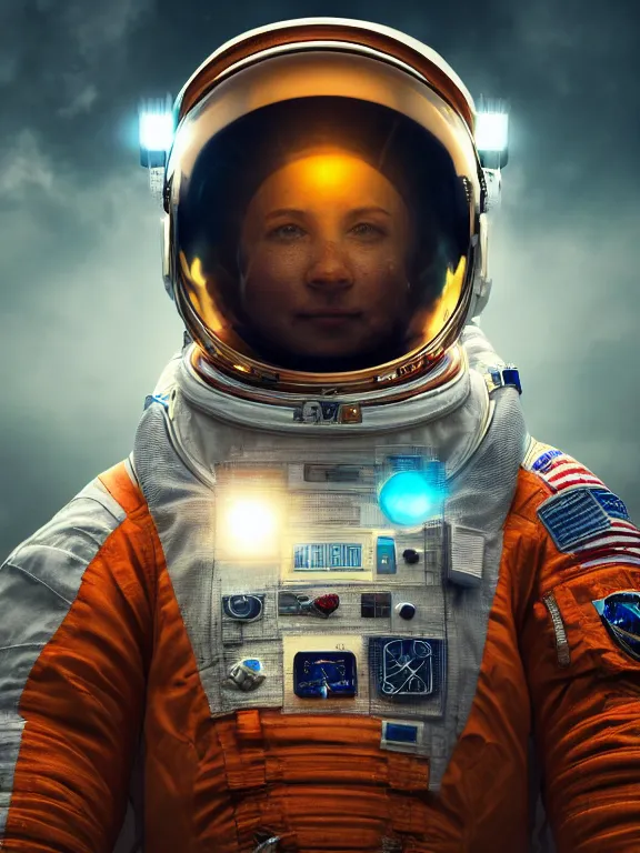 Prompt: portrait art of astronaut 8k ultra realistic , lens flare, atmosphere, glow, detailed,intricate, full of colour, cinematic lighting, trending on artstation, 4k, hyperrealistic, focused, extreme details,unreal engine 5, cinematic, masterpiece