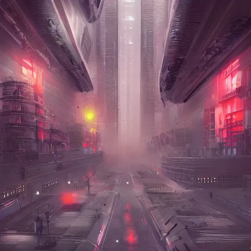 Prompt: futuristic underground polluted city, depressing, artstation