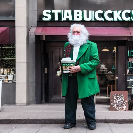 Prompt: Karl Marx dressed as Starbucks barista, photography, 4k