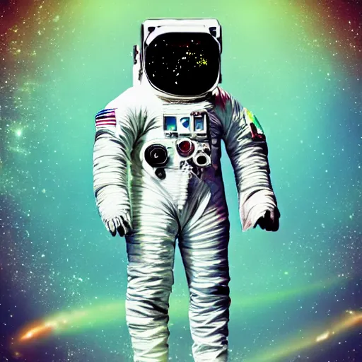 Image similar to vaporwave astronaut in space. art deco. digital art. 8k resolution.